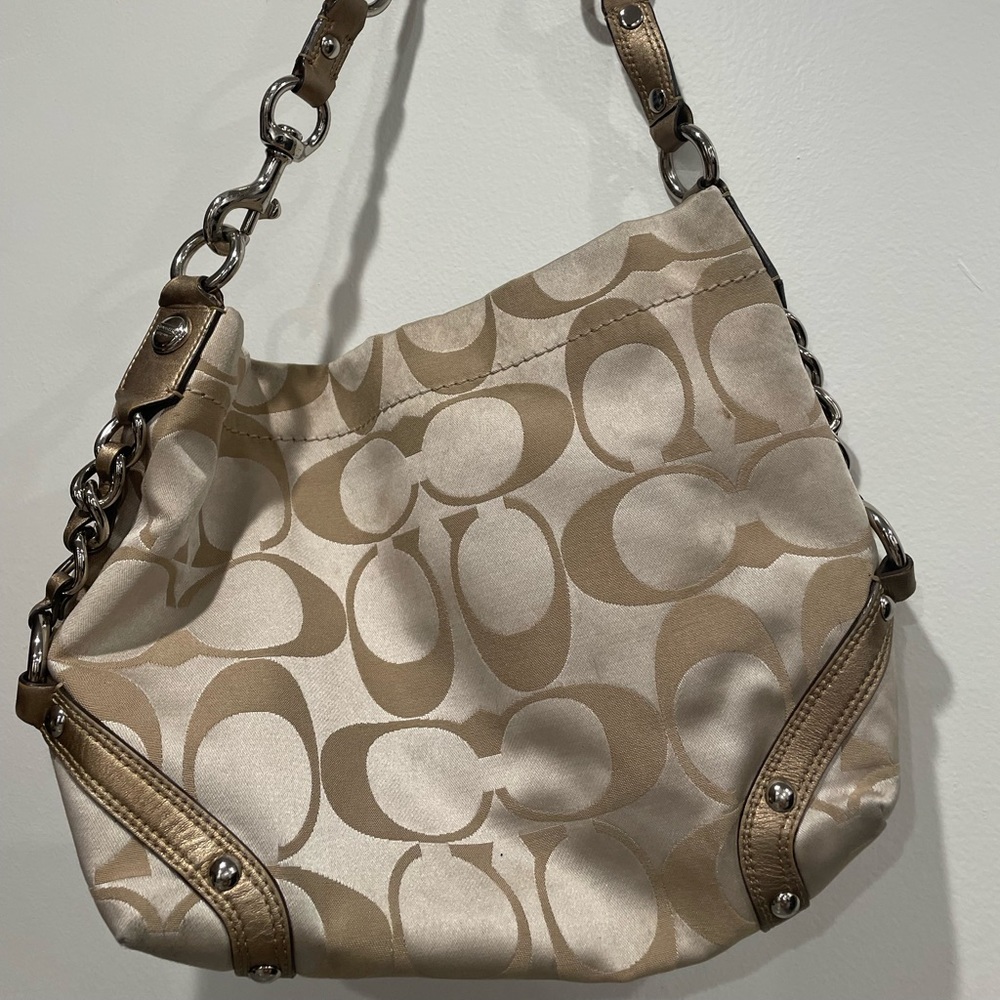 Authentic Coach Bag Gold and Brown